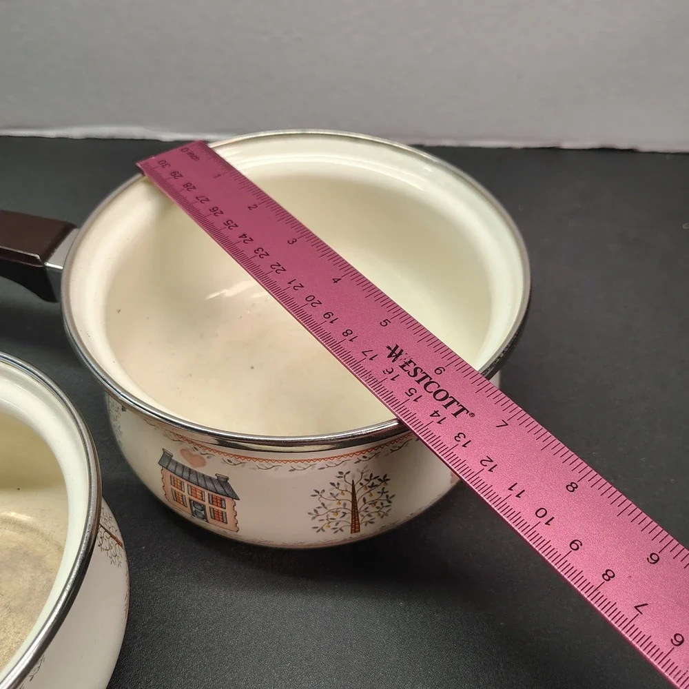 Vintage Rare Enamel Saucepan Set (Cottagecore Country House)